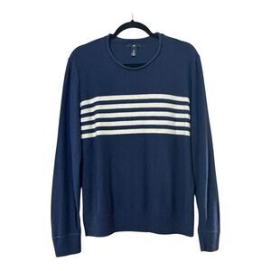 GAP Men's Pullover Sweater Size M Navy White Stripe Crewneck Cotton Knit Casual